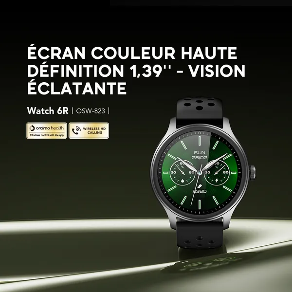 Oraimo Watch 6R (OSW-823) Montre Connectée - Écran 1.43" HD - Appel Bluetooth - Étanche IP68 - Noir – Image 3