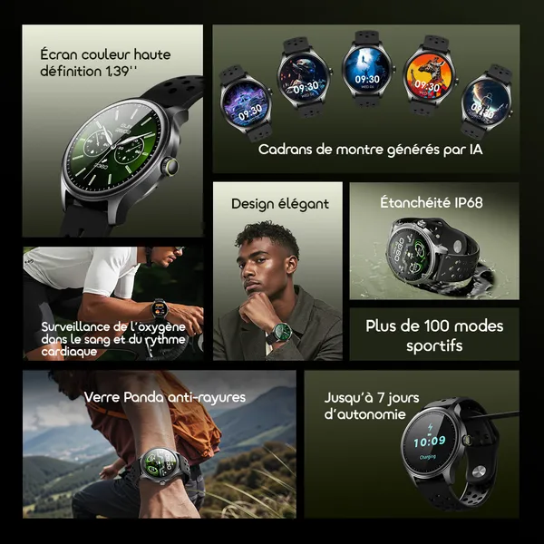 Oraimo Watch 6R (OSW-823) Montre Connectée - Écran 1.43" HD - Appel Bluetooth - Étanche IP68 - Noir – Image 4