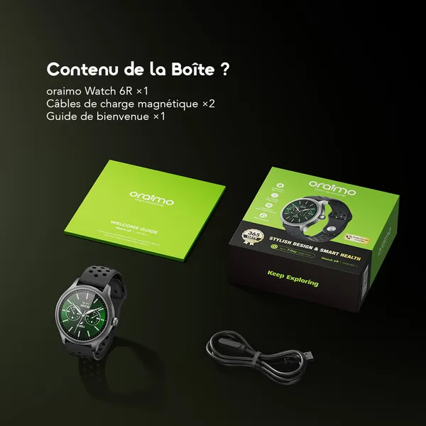Oraimo Watch 6R (OSW-823) Montre Connectée - Écran 1.43" HD - Appel Bluetooth - Étanche IP68 - Noir – Image 8