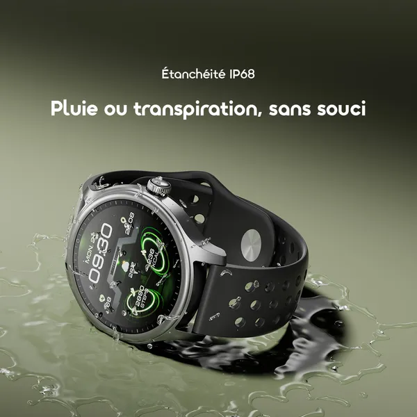 Oraimo Watch 6R (OSW-823) Montre Connectée - Écran 1.43" HD - Appel Bluetooth - Étanche IP68 - Noir – Image 12
