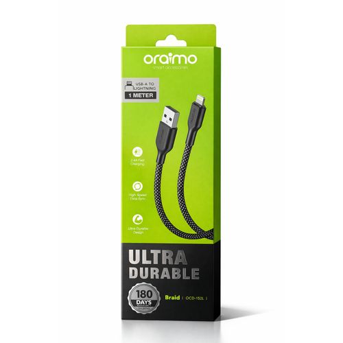 Câble Oraimo Ultra Durable – USB‑A vers Lightning (1 m)