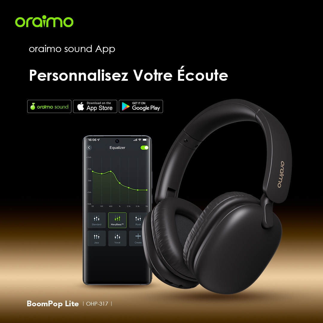 Oraimo BoomPop Lite - Casque Bluetooth supra-auriculaires sans fil ENC - 60h d'écoute – Image 8