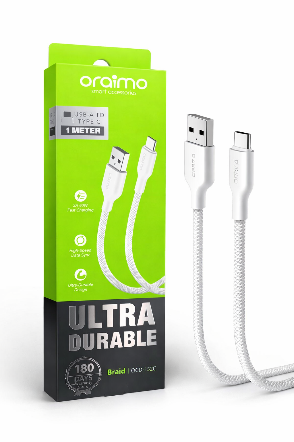 Câble Oraimo Ultra Durable USB‑A vers Type‑C (1 m)