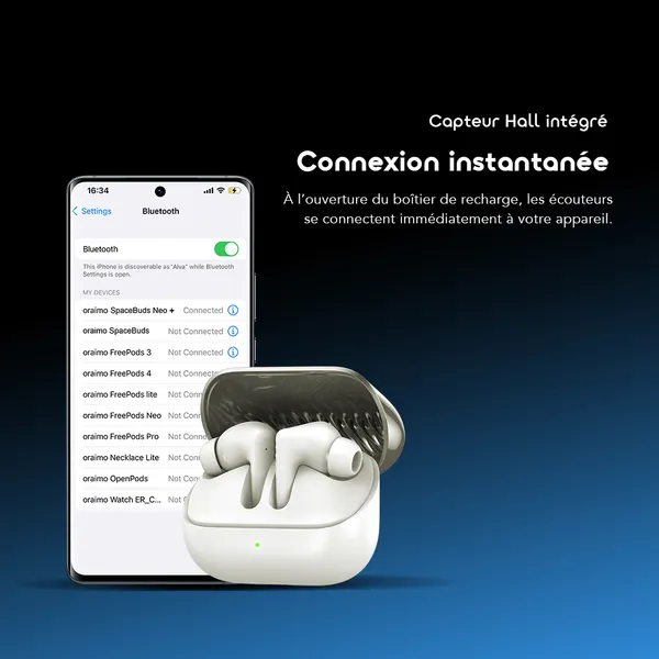 Écouteurs Bluetooth - SpaceBuds Neo+ ANC - Audio Spatial 360 - Réduction Bruit - noir – Image 11