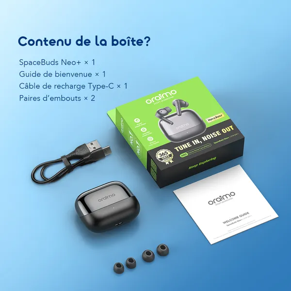 Écouteurs Bluetooth - SpaceBuds Neo+ ANC - Audio Spatial 360 - Réduction Bruit - noir – Image 13