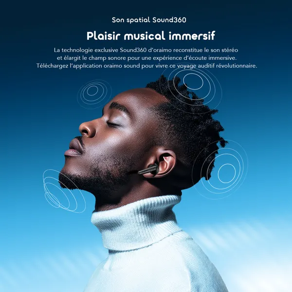 Écouteurs Bluetooth - SpaceBuds Neo+ ANC - Audio Spatial 360 - Réduction Bruit - noir – Image 6