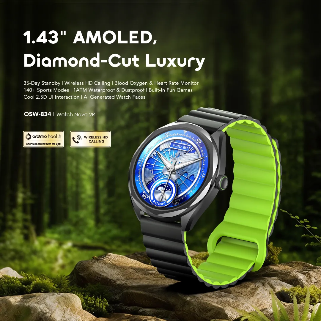 Oraimo Watch Nova 2R Montre connectée avec écran AMOLED de 1,43 pouce et autonomie en veille de 35 jours – Image 2