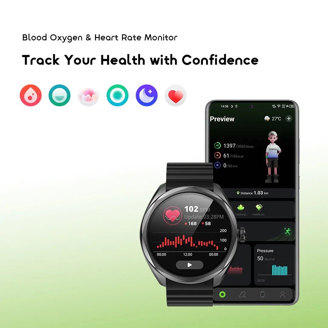 Oraimo Watch Nova 2R Montre connectée avec écran AMOLED de 1,43 pouce et autonomie en veille de 35 jours – Image 7