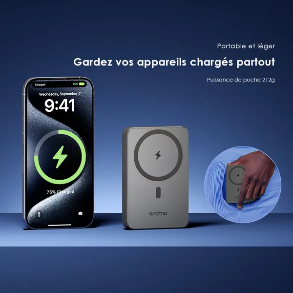 Oraimo MagPower 15 Power Bank Magsafe 10000mAh Pour iPhone 16 15 14 13 Pro – OPB-7102W – Image 3