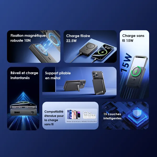 Oraimo MagPower 15 Power Bank Magsafe 10000mAh Pour iPhone 16 15 14 13 Pro – OPB-7102W – Image 4