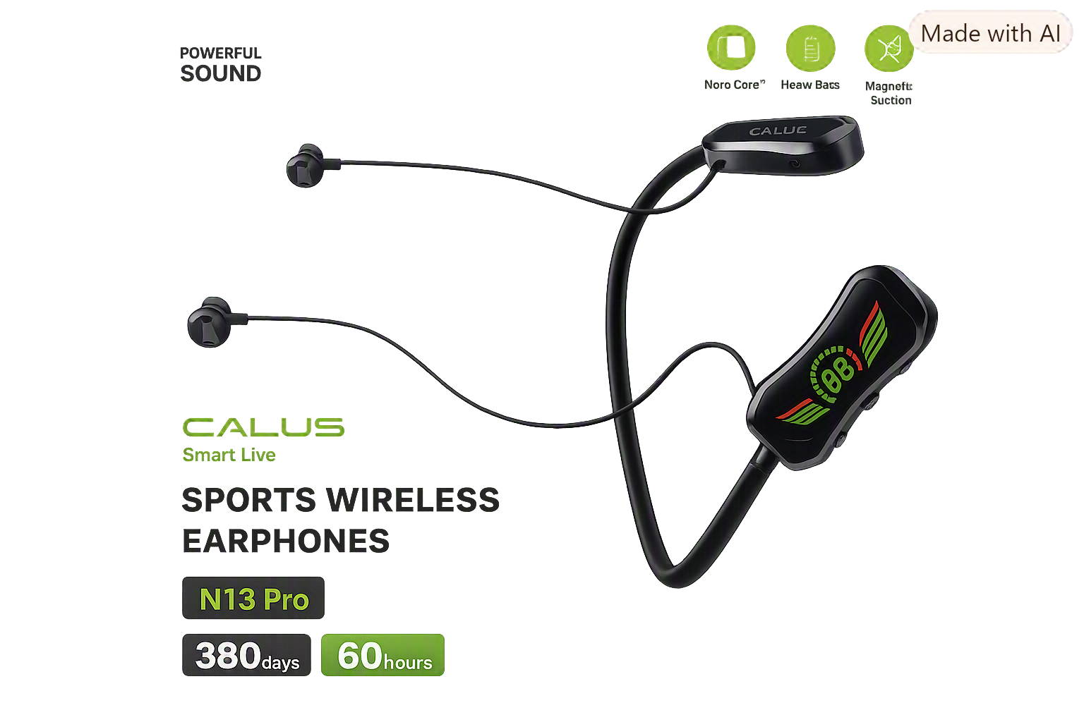 CALUS N13 Pro – Écouteurs Bluetooth Sport avec Affichage Digital & Autonomie 60h
