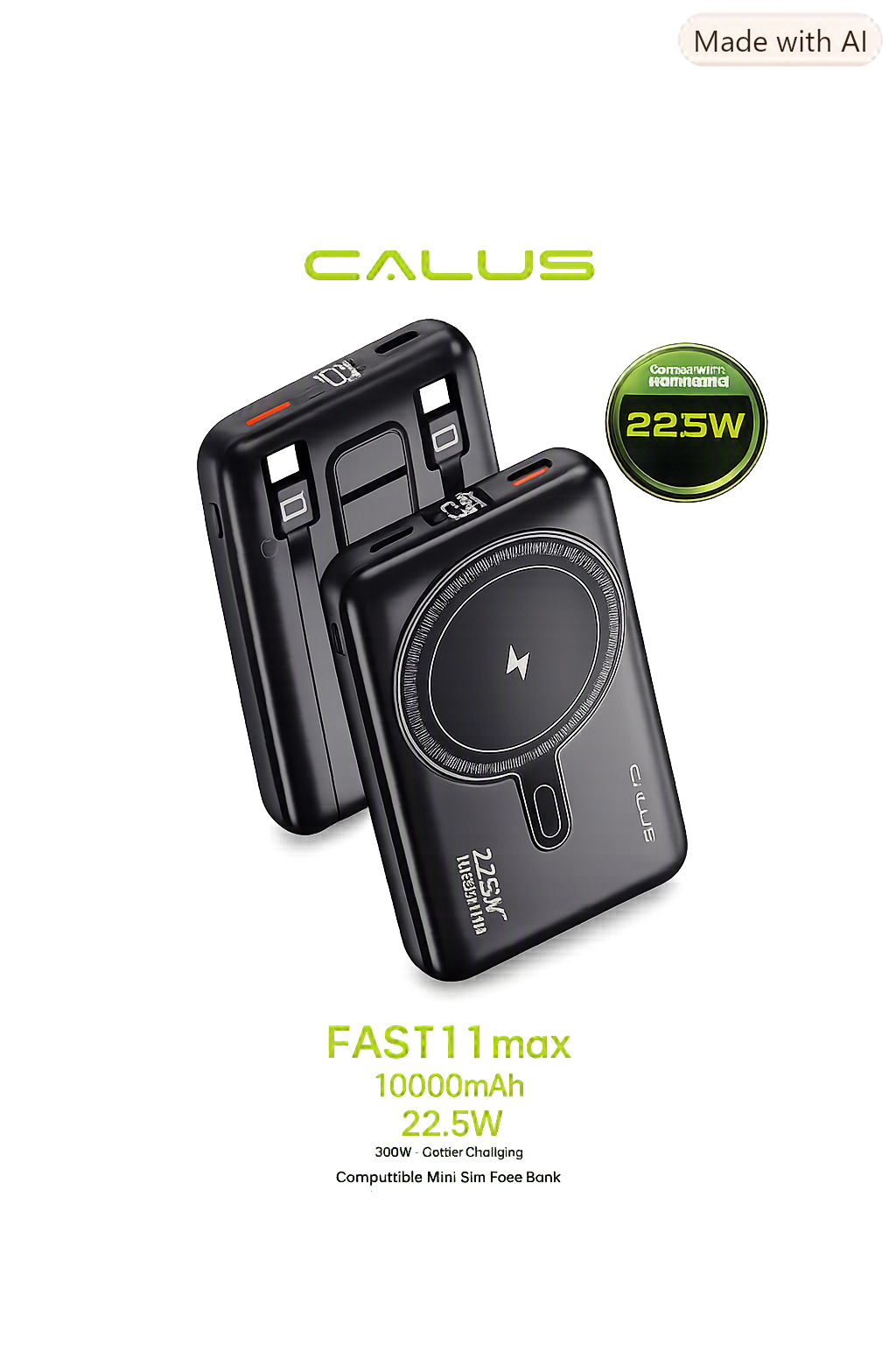 Power Bank CALUS FAST11max 10000mAh – Charge Rapide 22.5W & Sans Fil