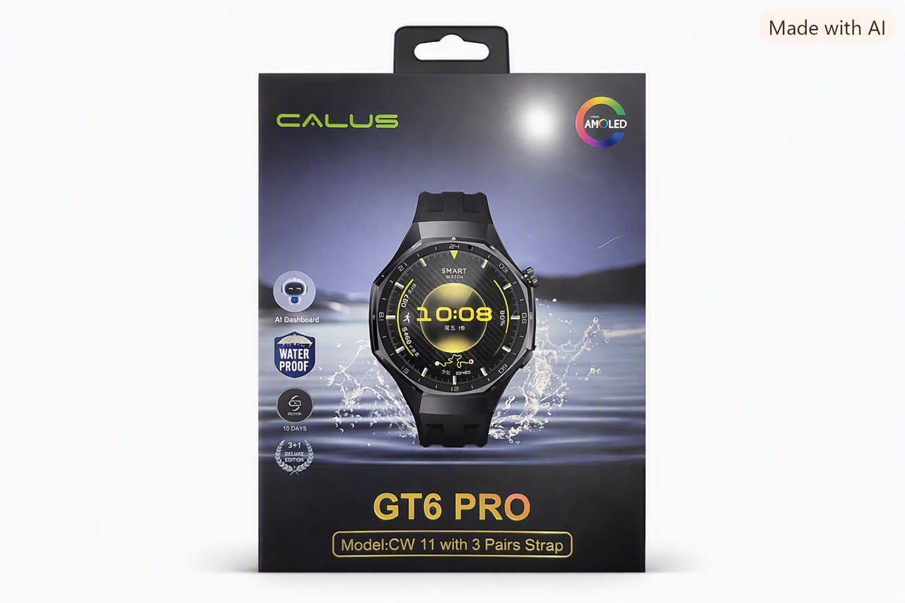 Montre connectée CALUS GT6 PRO – Écran AMOLED Super HD, étanche IP68, autonomie 10 jours, édition Deluxe 3+1 bracelets