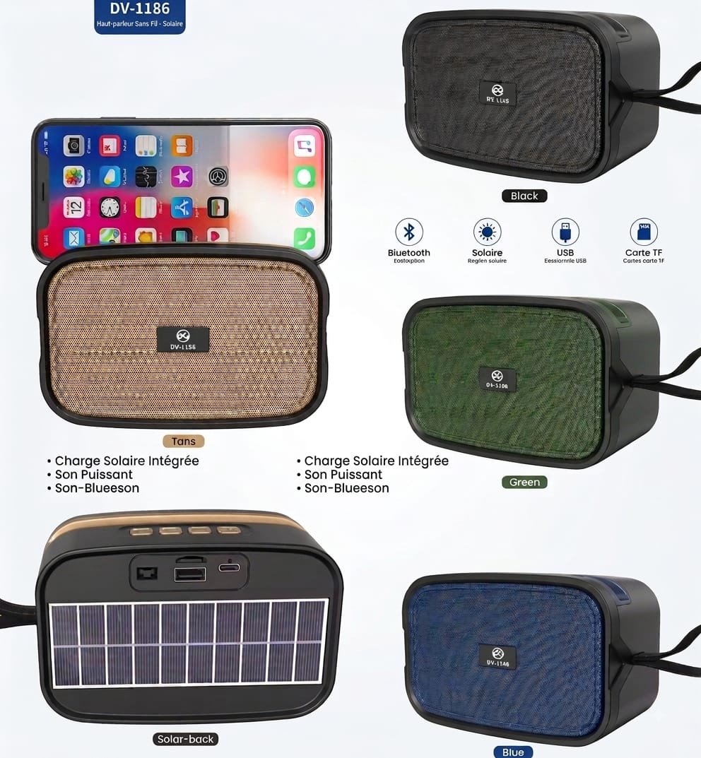 Enceinte Bluetooth Solaire DV-1186 | Sans Fil & Puissante