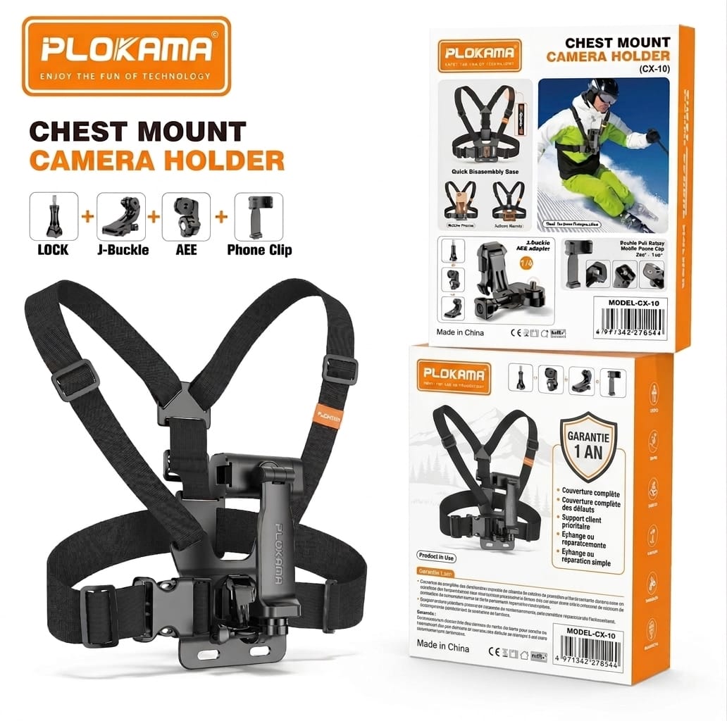 Harnais Poitrine PLOKAMA CX-10 | Support GoPro & Smartphone