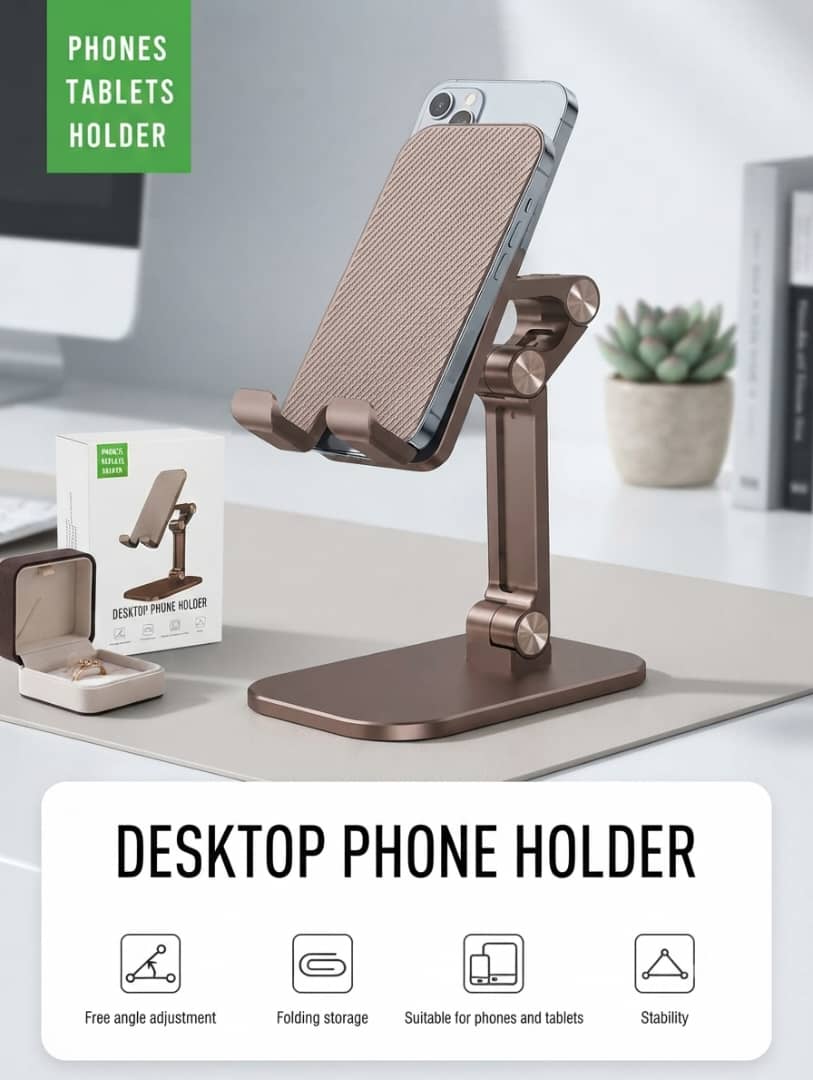 Support de Téléphone et Tablette Pliable pour Bureau – Support de Bureau Réglable et Stable – Image 7