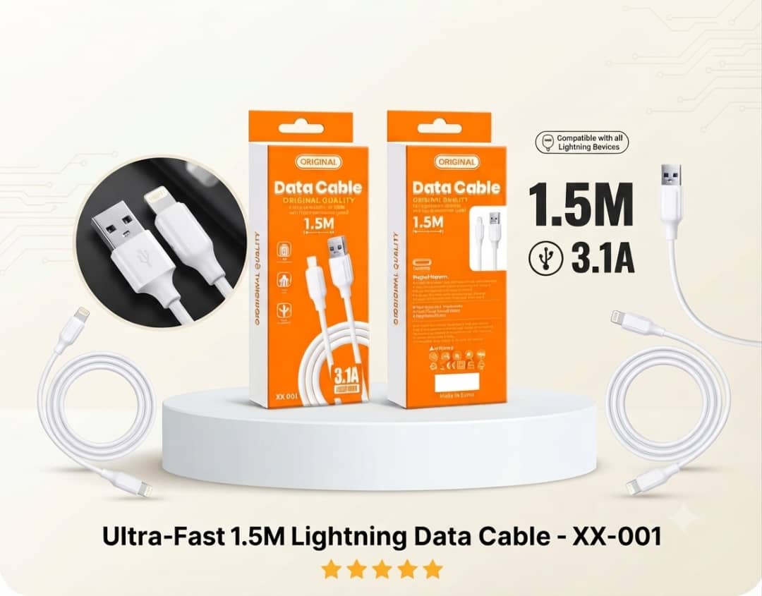 Câble Lightning USB Ultra-Rapide 1.5M - Charge 3.1A & Transfert de Données