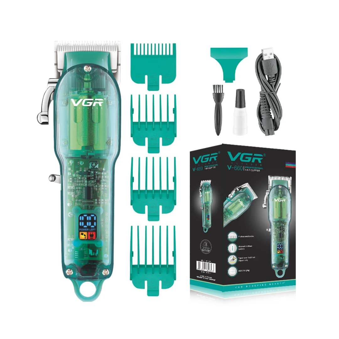 Tondeuse à Cheveux Professionnelle VGR V-660 Transparent - Sans Fil & Affichage LED – Image 6