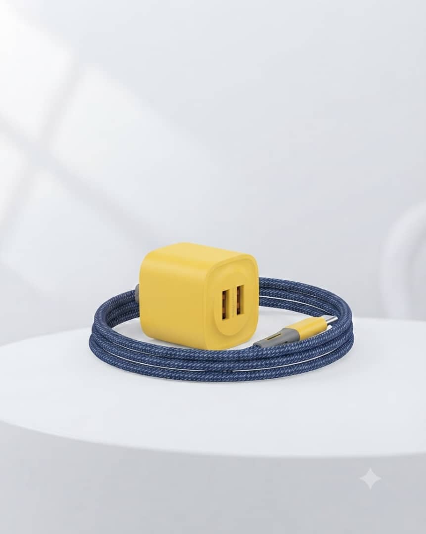Chargeur Secteur USB Rapide Multi-Port avec Câble Tressé