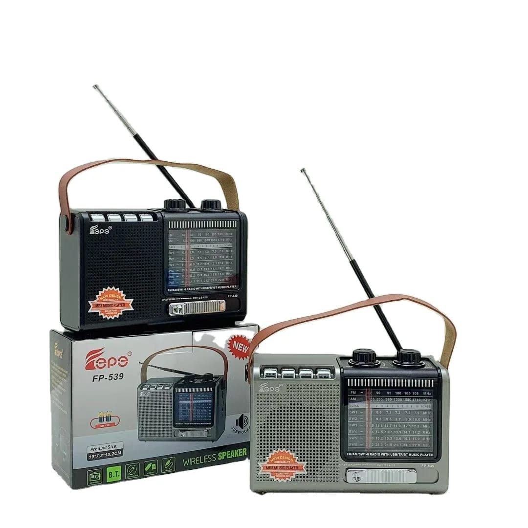 Radio Portable FP-539 Bluetooth, FM/AM/SW & Enceinte Sans Fil Solaire MP3
