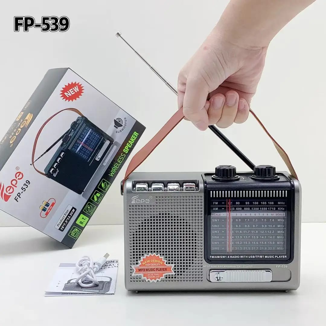 Radio Portable FP-539 Bluetooth, FM/AM/SW & Enceinte Sans Fil Solaire MP3 – Image 2