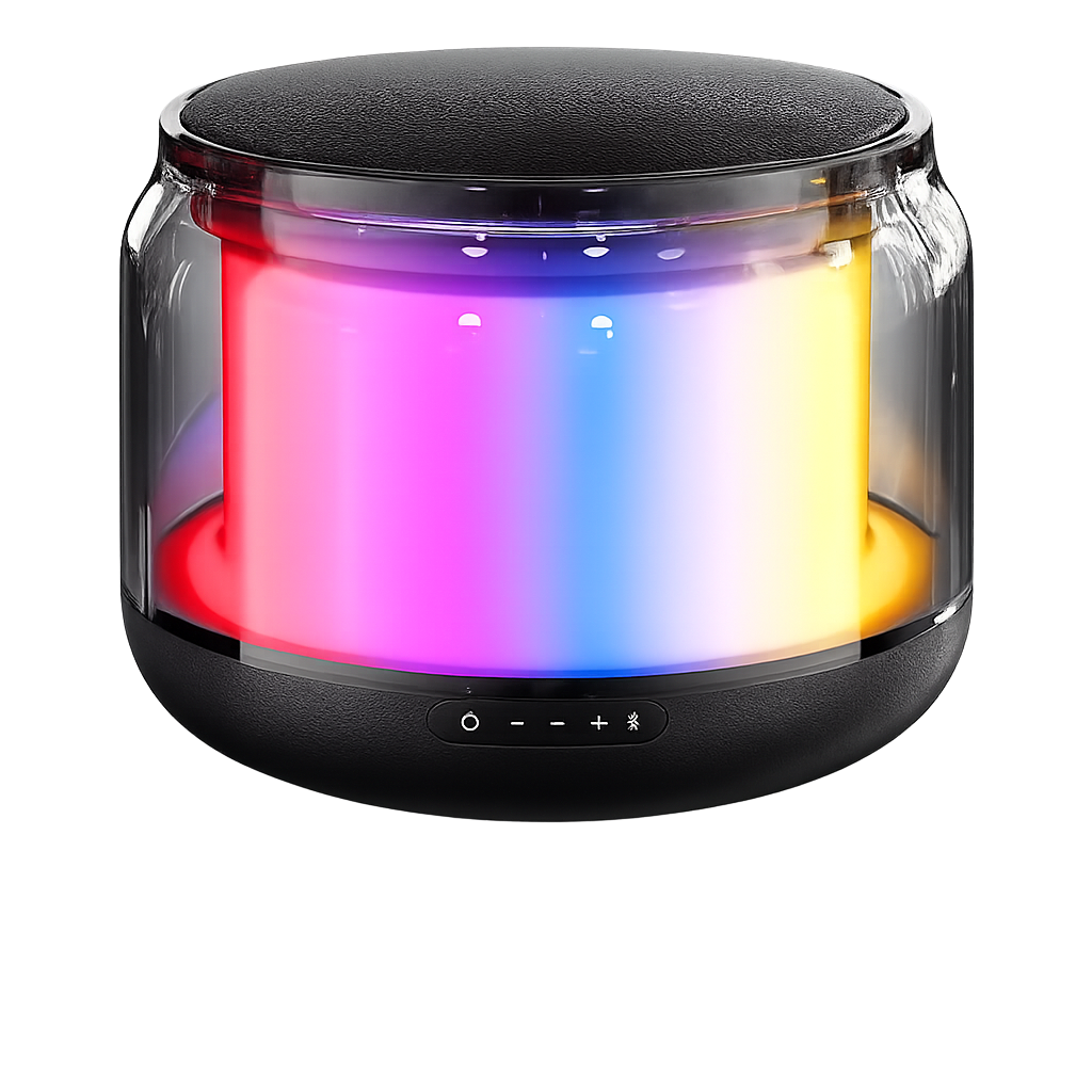 Mini Haut-Parleur Bluetooth 5.0 sans fil Lumière LED RVB MP3 Microphone Intégré pour Appels Mains Libres