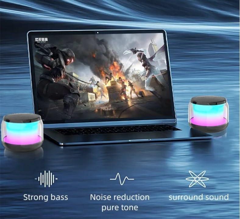Mini Haut-Parleur Bluetooth 5.0 sans fil Lumière LED RVB MP3 Microphone Intégré pour Appels Mains Libres – Image 2