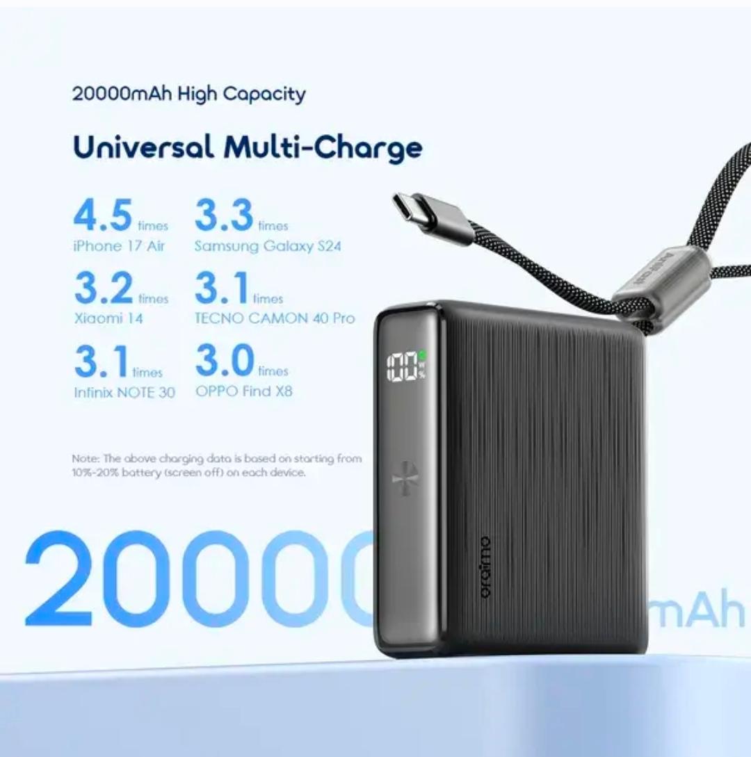 Batterie Externe Oraimo Fast Charge avec Câble Type-C et Affichage Numérique nova L11 1000mAh – Image 2