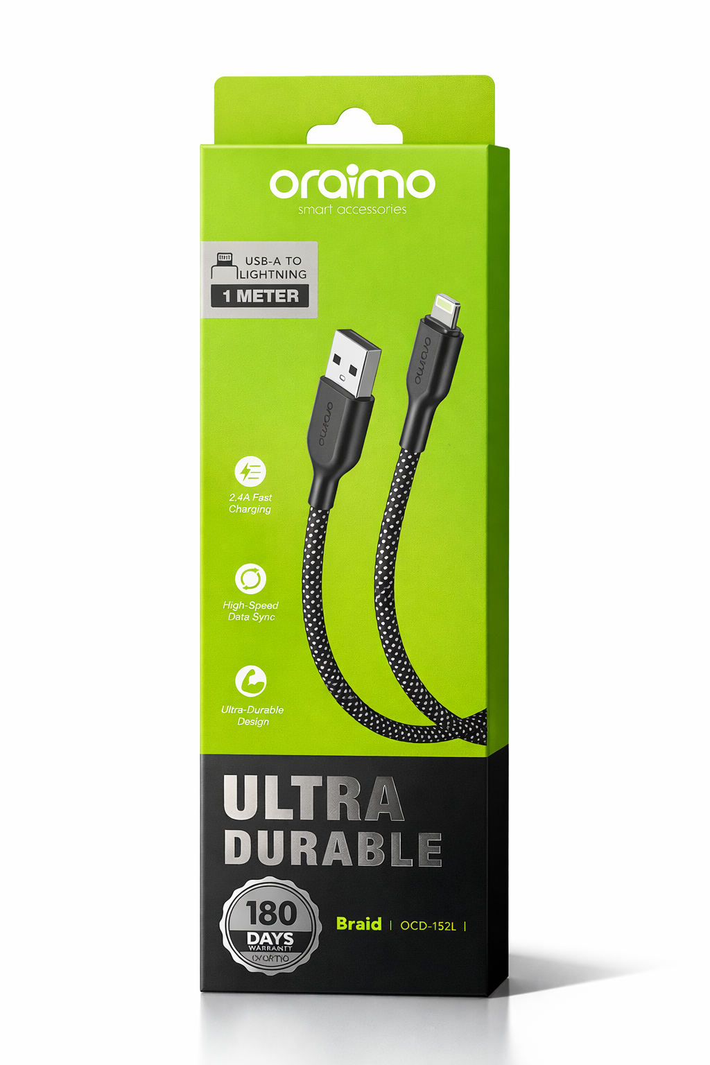 Câble Oraimo Ultra Durable – USB‑A vers Lightning (1 m)