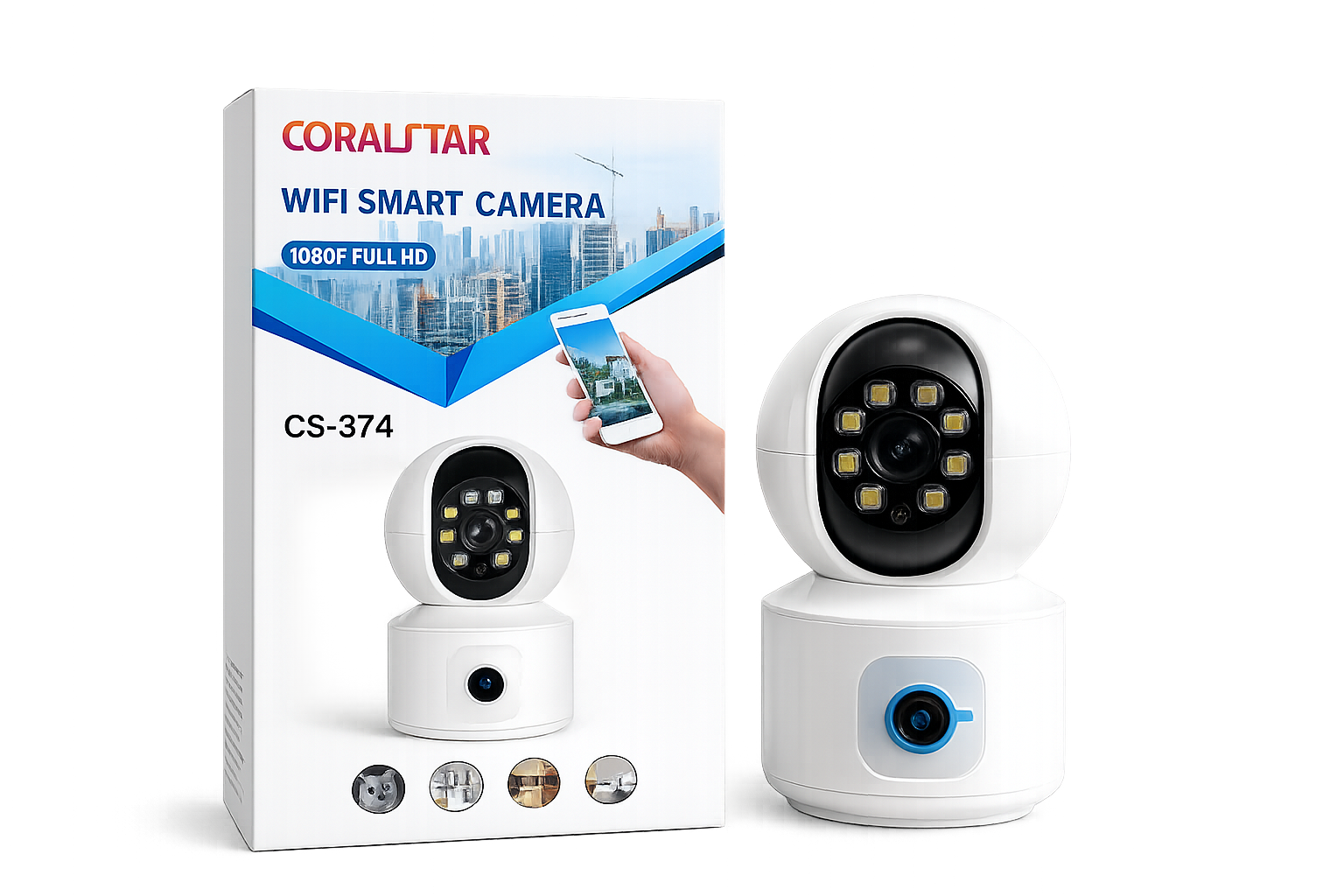 coralstar wifi smart camera cs374 1080p full hd surveillance domestique