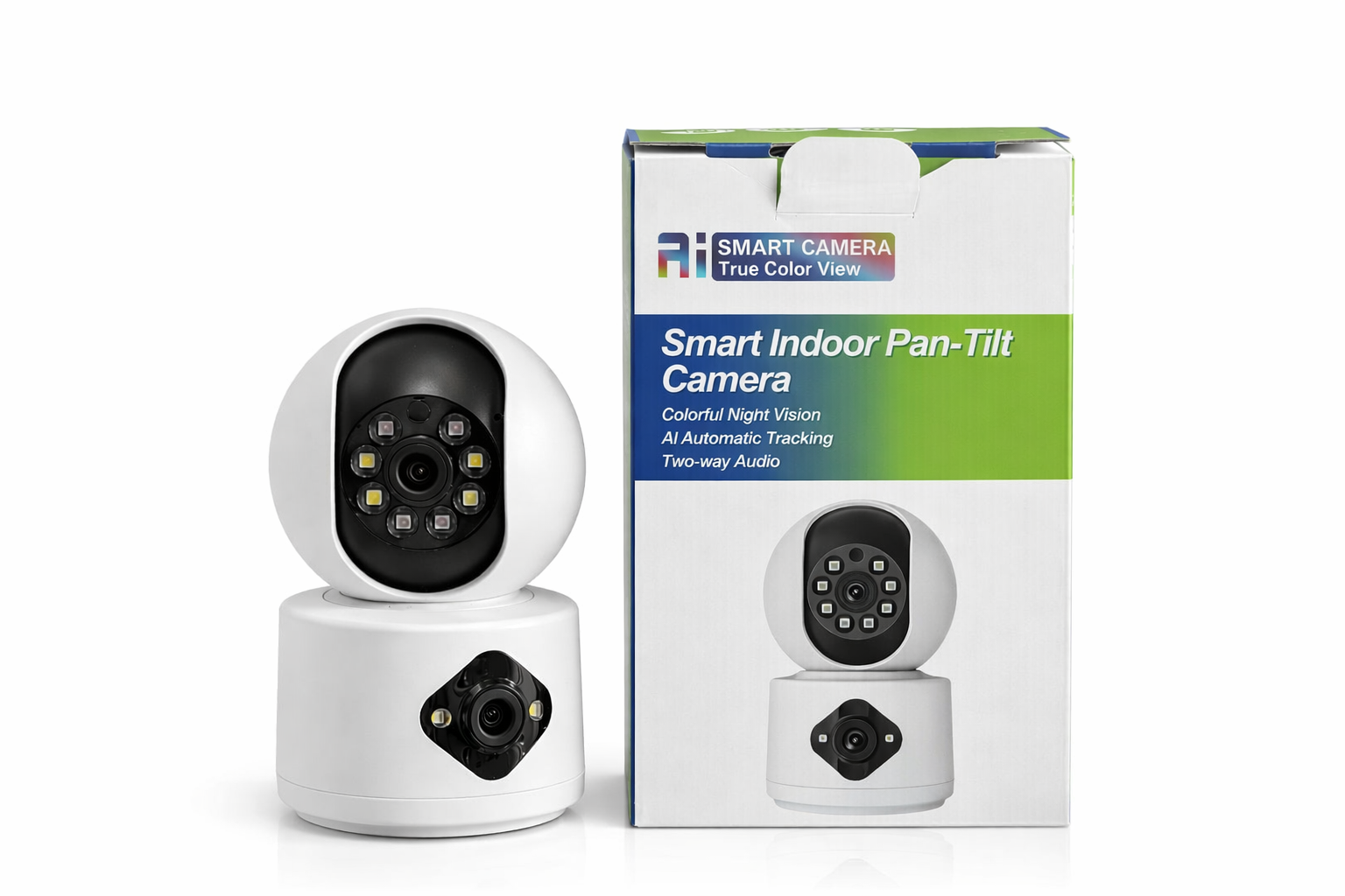 Caméra Intelligente Pan Tilt WiFi Vision Couleur Nocturne, Suivi Automatique IA Audio Bidirectionnel