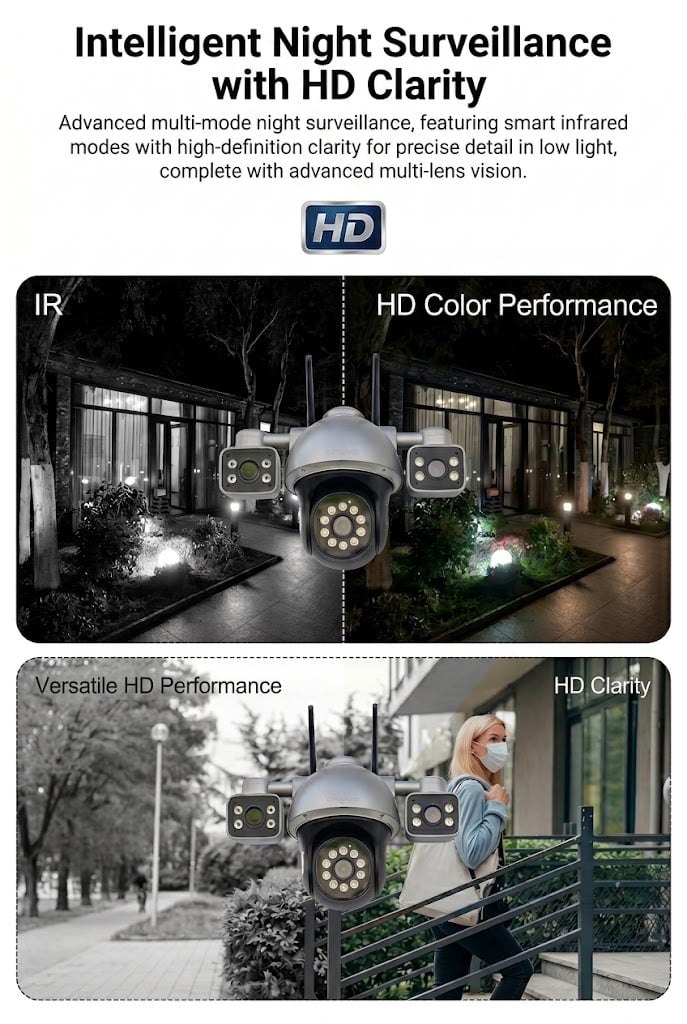 Caméra de Surveillance WiFi 4K C34 2-en-1 CALUS – Vision Nocturne, Détection Humaine & Audio Bidirectionnel – Image 7