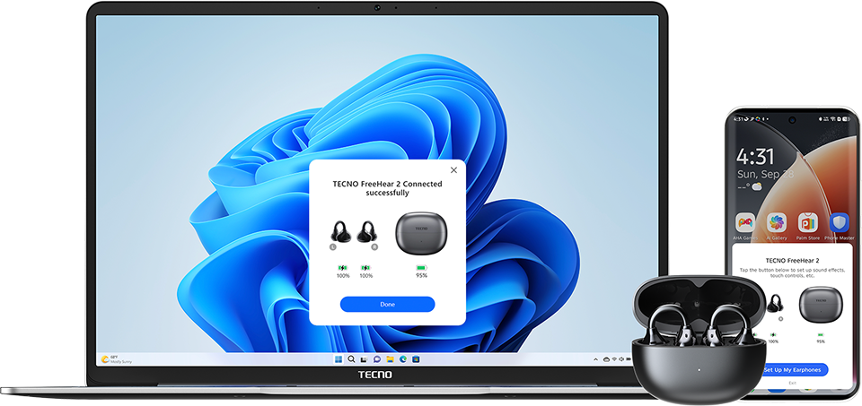 Écouteurs Sans Fil TECNO FreeHear 2 Open-Ear Bluetooth 5.3 – 46H d’Autonomie, IP54, Basses Puissantes – Image 12