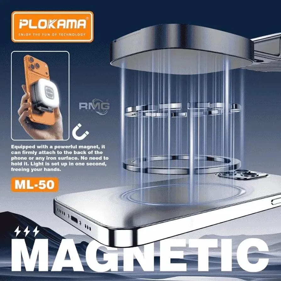 Lampe LED Magnétique PLOKAMA ML-50 pour Smartphone – Éclairage Selfie Rechargeable 3 Températures – Image 4