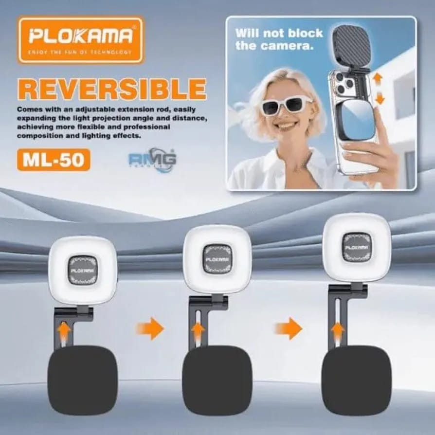 Lampe LED Magnétique PLOKAMA ML-50 pour Smartphone – Éclairage Selfie Rechargeable 3 Températures – Image 3