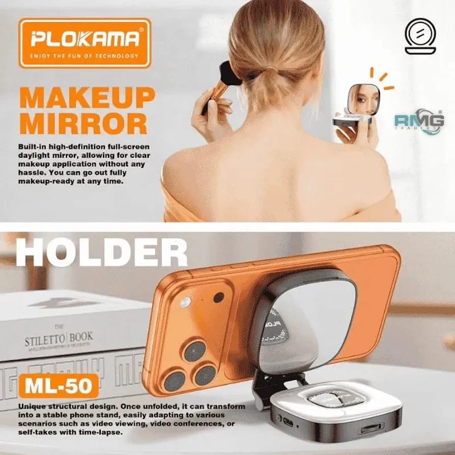 Lampe LED Magnétique PLOKAMA ML-50 pour Smartphone – Éclairage Selfie Rechargeable 3 Températures – Image 2