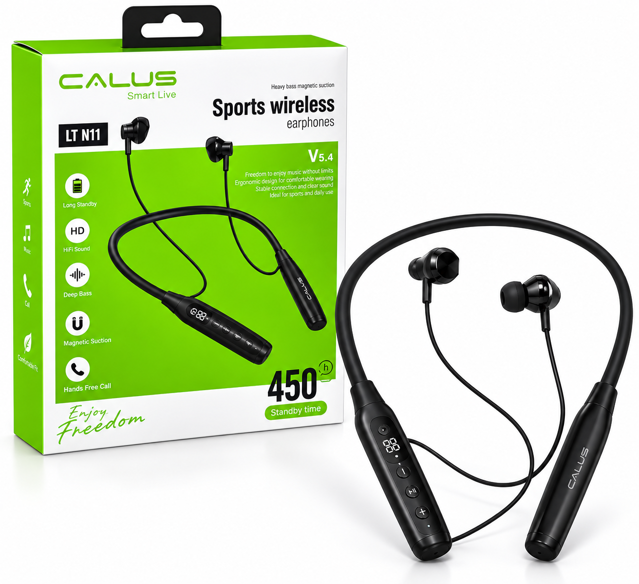 Écouteurs Bluetooth CALUS LT-N11 V5.4 – Casque Sans Fil Sport à Tour de Cou