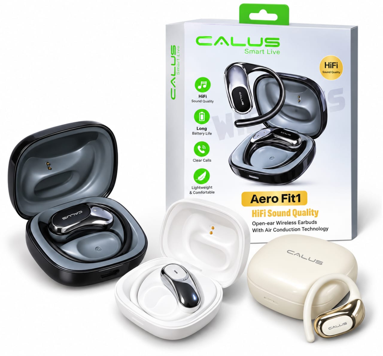 Écouteurs Sans Fil CALUS Aero Fit1 – HiFi, Air Conduction, Bluetooth, Longue Autonomie