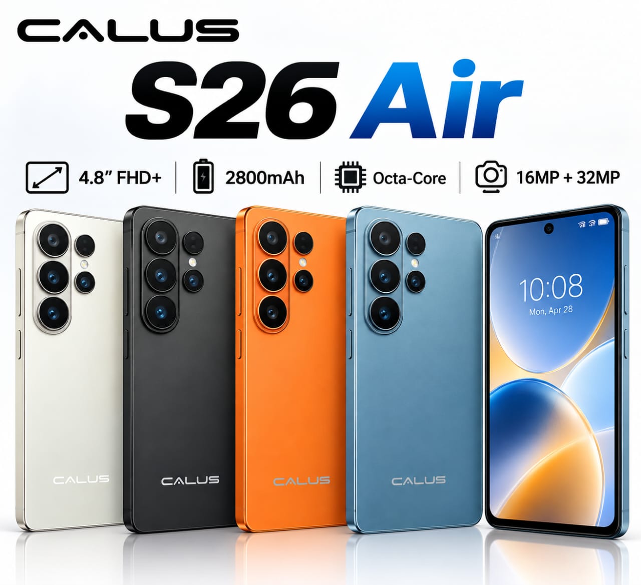 CALUS S26 Air – Smartphone 4,8″ FHD+, Octa-Core, 16 MP + 32 MP, Batterie 2800 mAh, Dual SIM