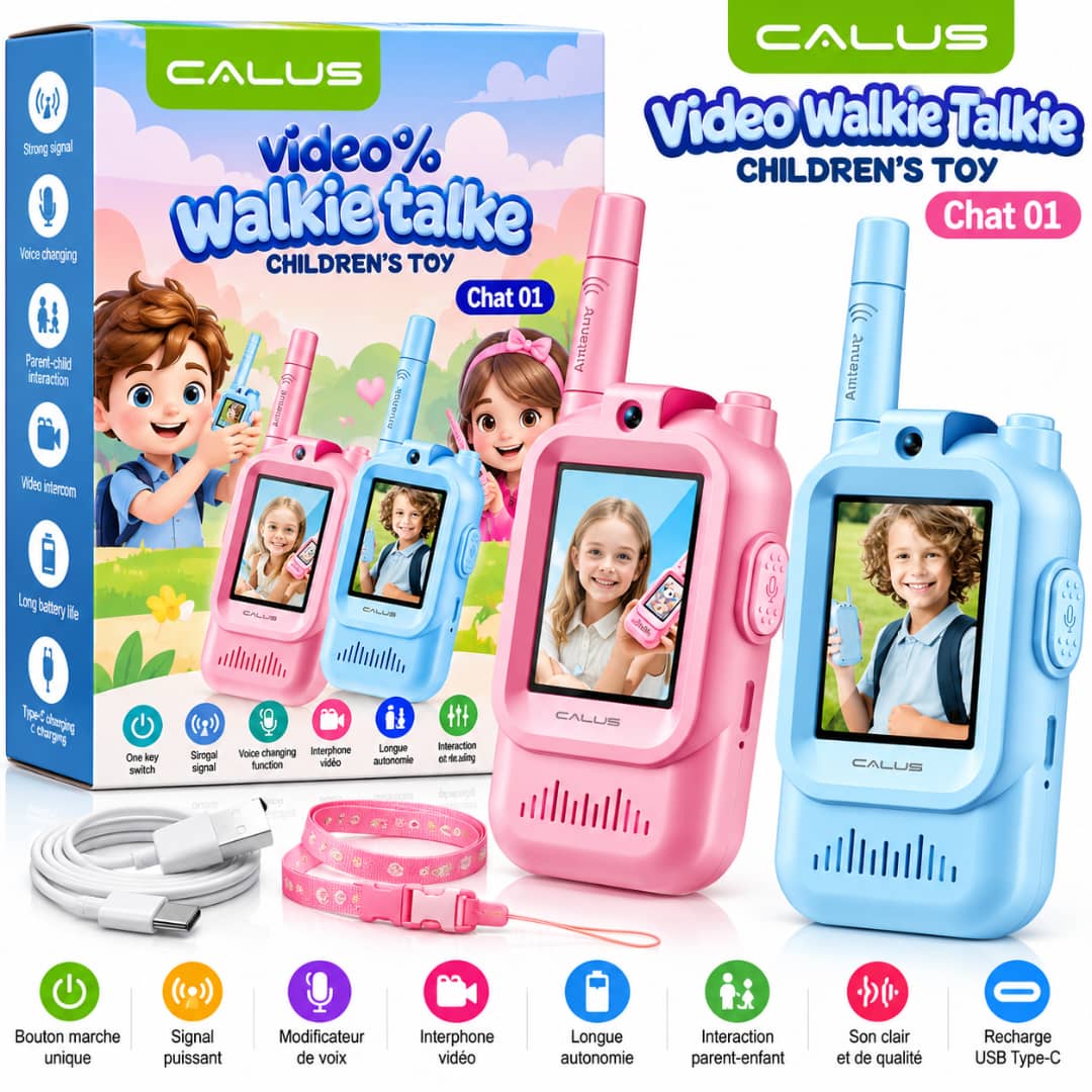 Talkie-Walkie Vidéo Enfant CALUS Chat 01 – Communication Audio & Vidéo, Écran, Caméra et Recharge USB-C – Image 9