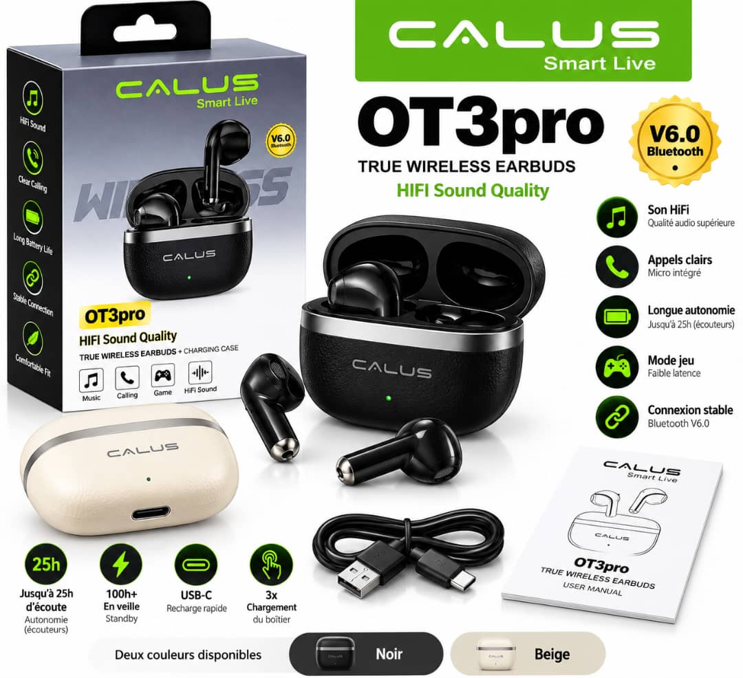 Écouteurs Bluetooth CALUS OT3pro V6.0 – HiFi, Appels Clairs, Mode Jeu & Autonomie 25H