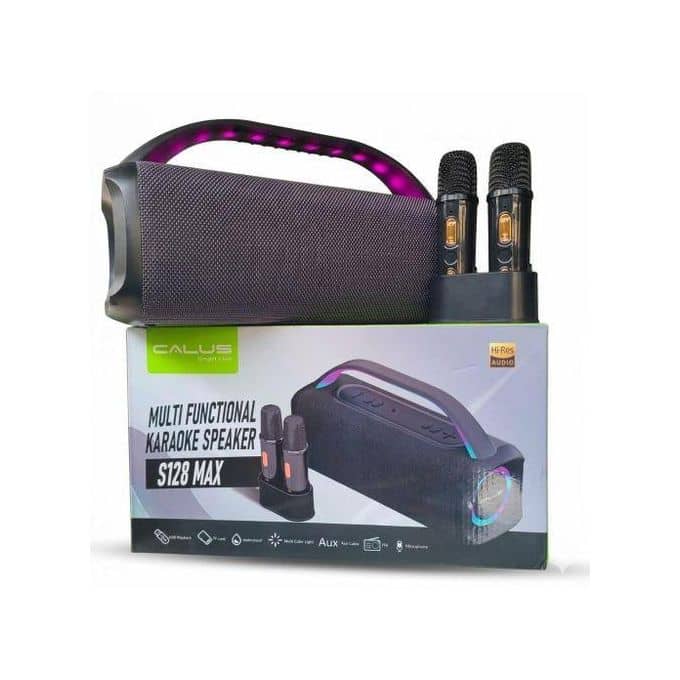 Enceinte Bluetooth Karaoké CALUS S128 MAX – 6000 mAh, Bluetooth 5.3, 2 Micros Sans Fil, RGB & USB/TF/FM – Image 2