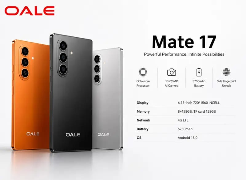 OALE Mate 17 4G 128 Go – Smartphone 6,75 pouces, 8 Go RAM et Double Caméra 20 MP + 13 MP – Image 16