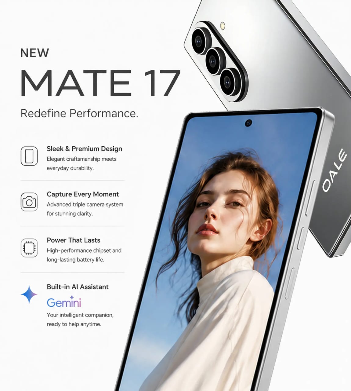 OALE Mate 17 4G 128 Go – Smartphone 6,75 pouces, 8 Go RAM et Double Caméra 20 MP + 13 MP – Image 11