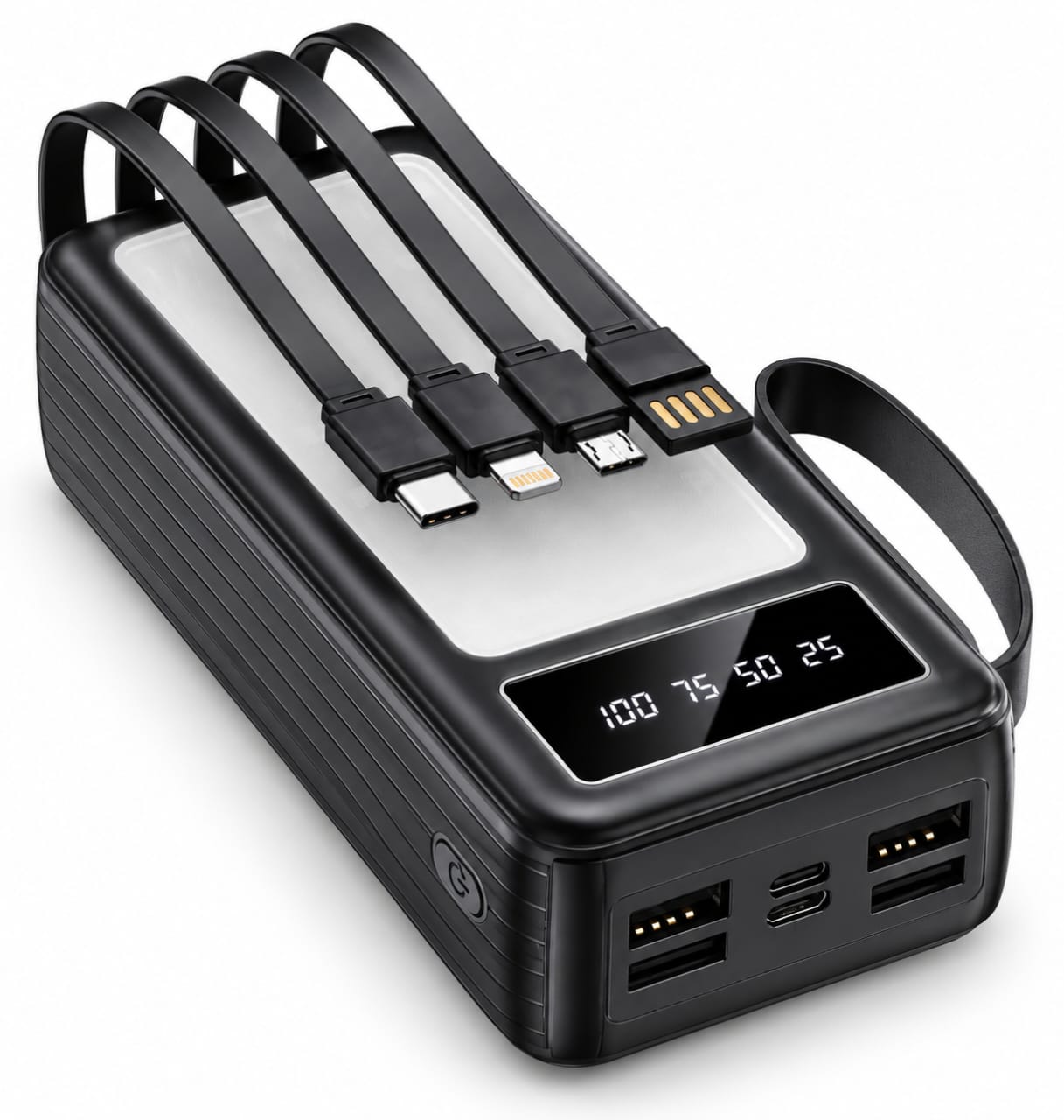Batterie externe HENIN PB30000 – 30 000 mAh avec 4 câbles intégrés