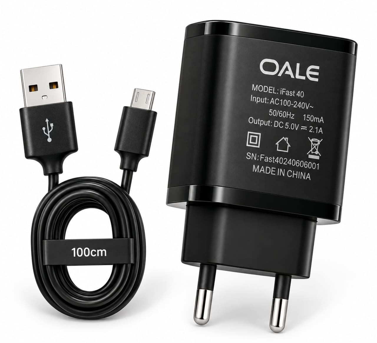 Chargeur OALE iFast 40 2,1 A avec câble USB de 1 m – Ultra High Tech Sénégal