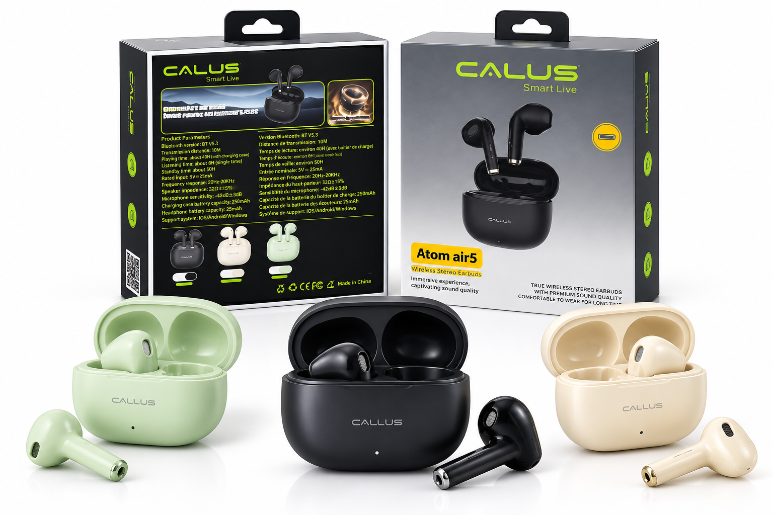 Écouteurs Bluetooth CALLUS Atom Air5 – Bluetooth 5.3, 40H d’Autonomie